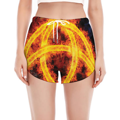 Fire Celtic Knot Print Women's Split Running Shorts