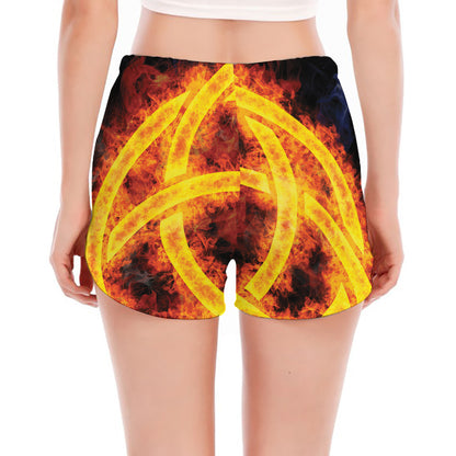 Fire Celtic Knot Print Women's Split Running Shorts