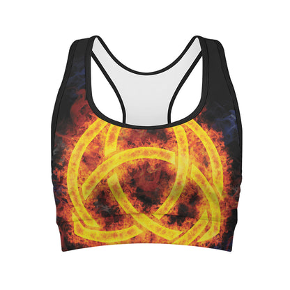 Fire Celtic Knot Print Women's Sports Bra