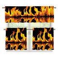 Fire Flame Burning Print 3 Piece Kitchen Curtains