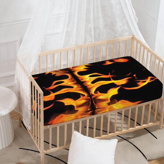 Fire Flame Burning Print Baby Crib Sheet