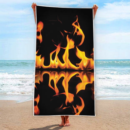 Fire Flame Burning Print Beach Towel