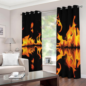 Fire Flame Burning Print Blackout Grommet Curtains