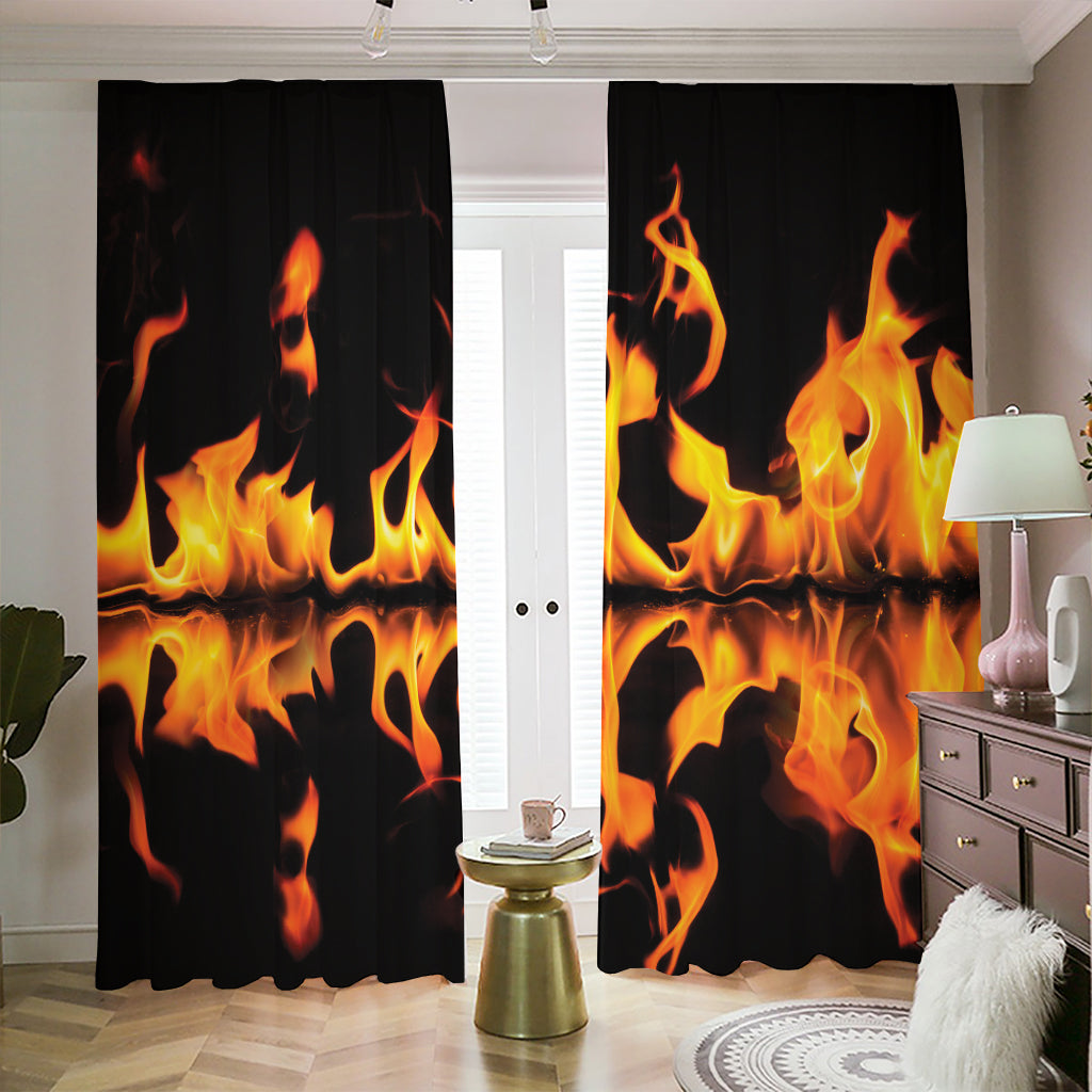 Fire Flame Burning Print Blackout Pencil Pleat Curtains