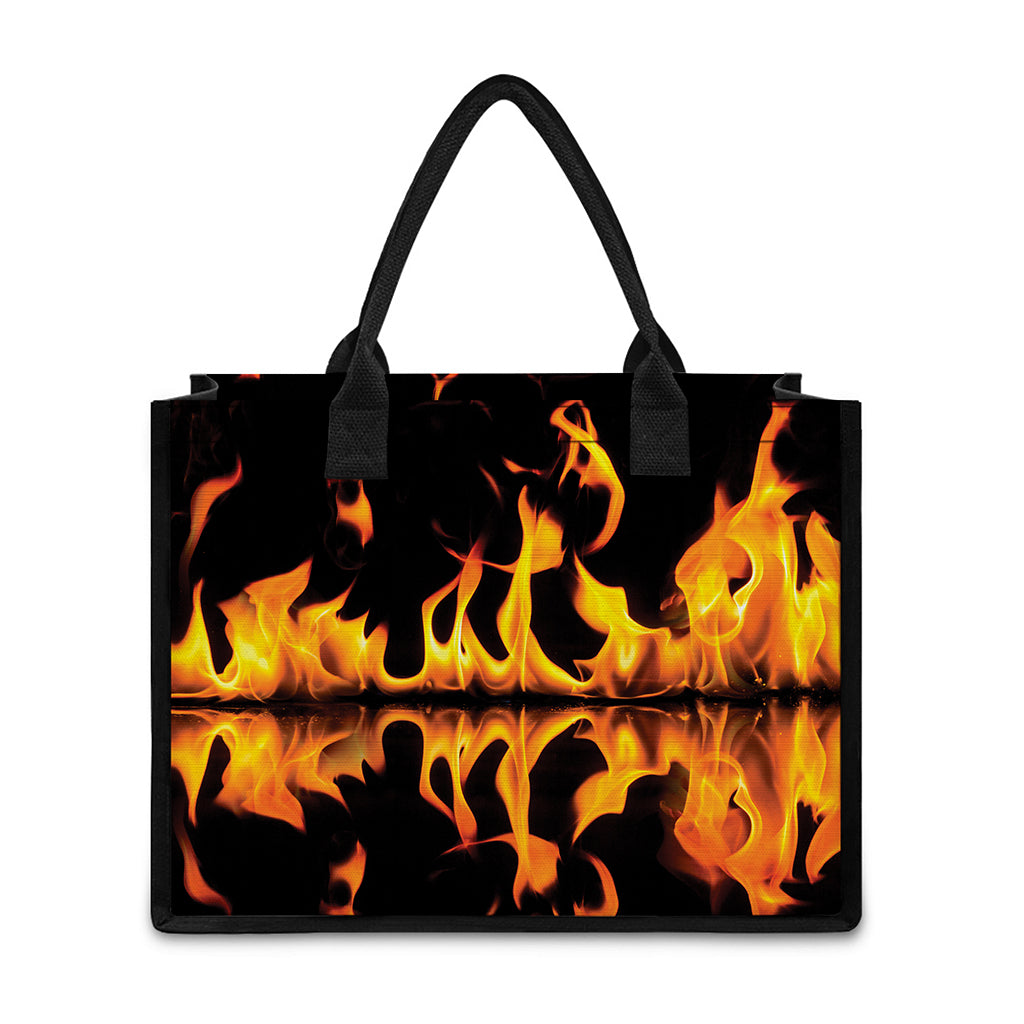 Fire Flame Burning Print Canvas Tote Bag
