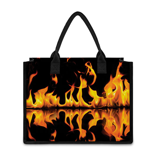 Fire Flame Burning Print Canvas Tote Bag
