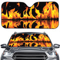 Fire Flame Burning Print Car Windshield Sun Shade