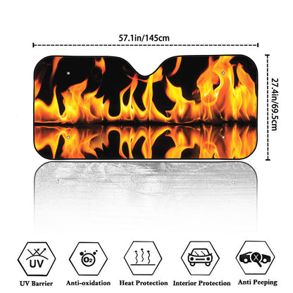 Fire Flame Burning Print Car Windshield Sun Shade