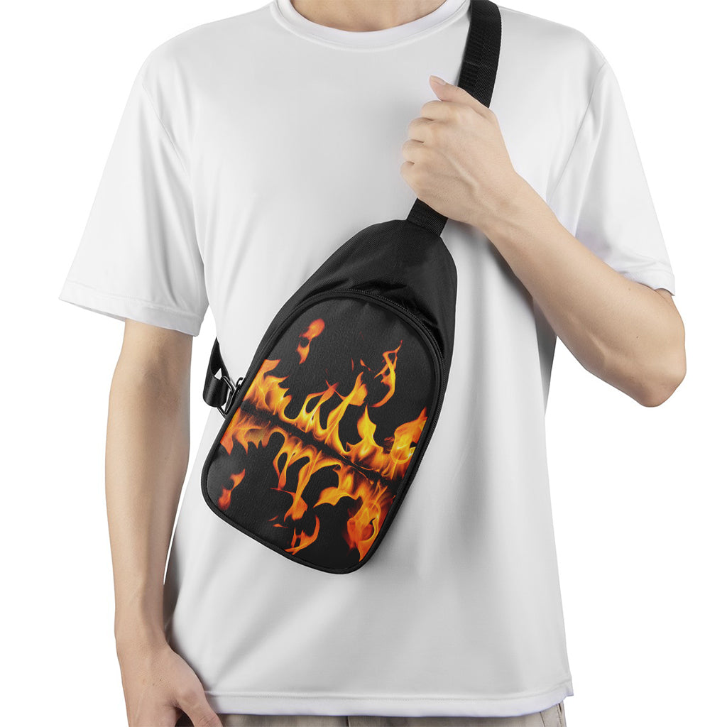 Fire Flame Burning Print Chest Bag