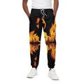 Fire Flame Burning Print Cotton Sweatpants