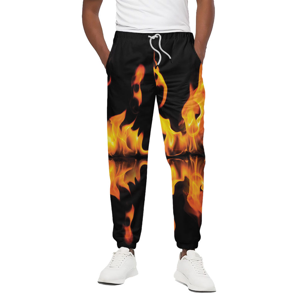 Fire Flame Burning Print Cotton Pants