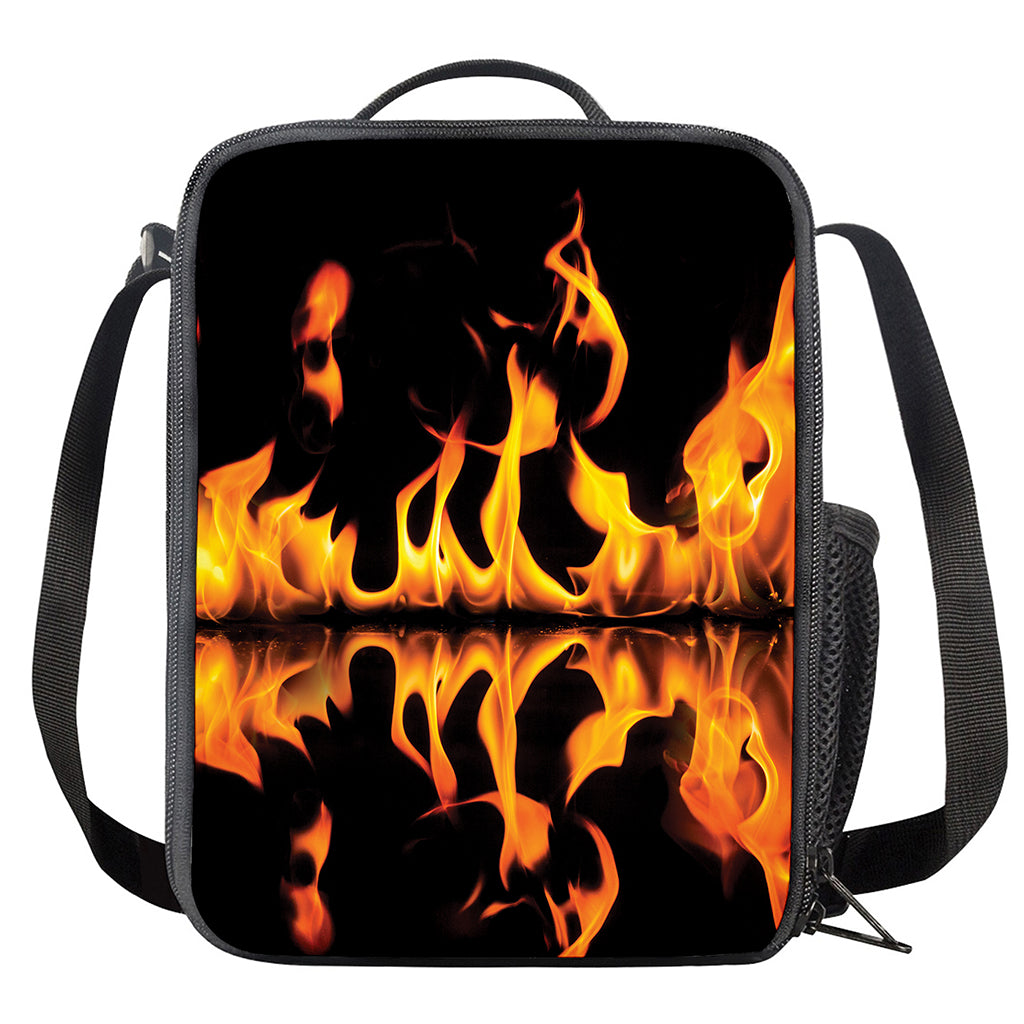 Fire Flame Burning Print Crossbody Lunch Bag