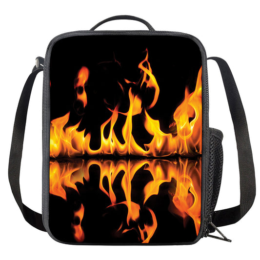 Fire Flame Burning Print Crossbody Lunch Bag