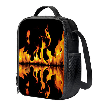 Fire Flame Burning Print Crossbody Lunch Bag