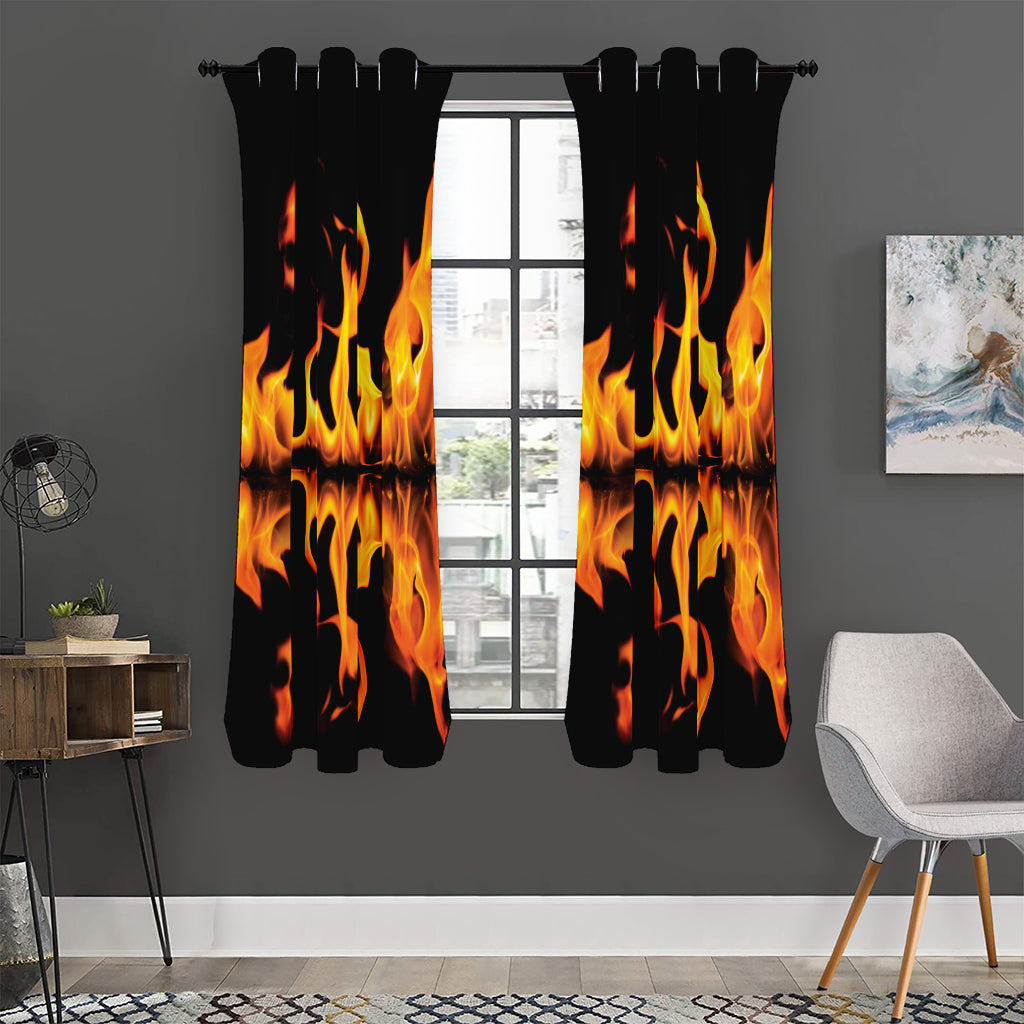 Fire Flame Burning Print Curtain