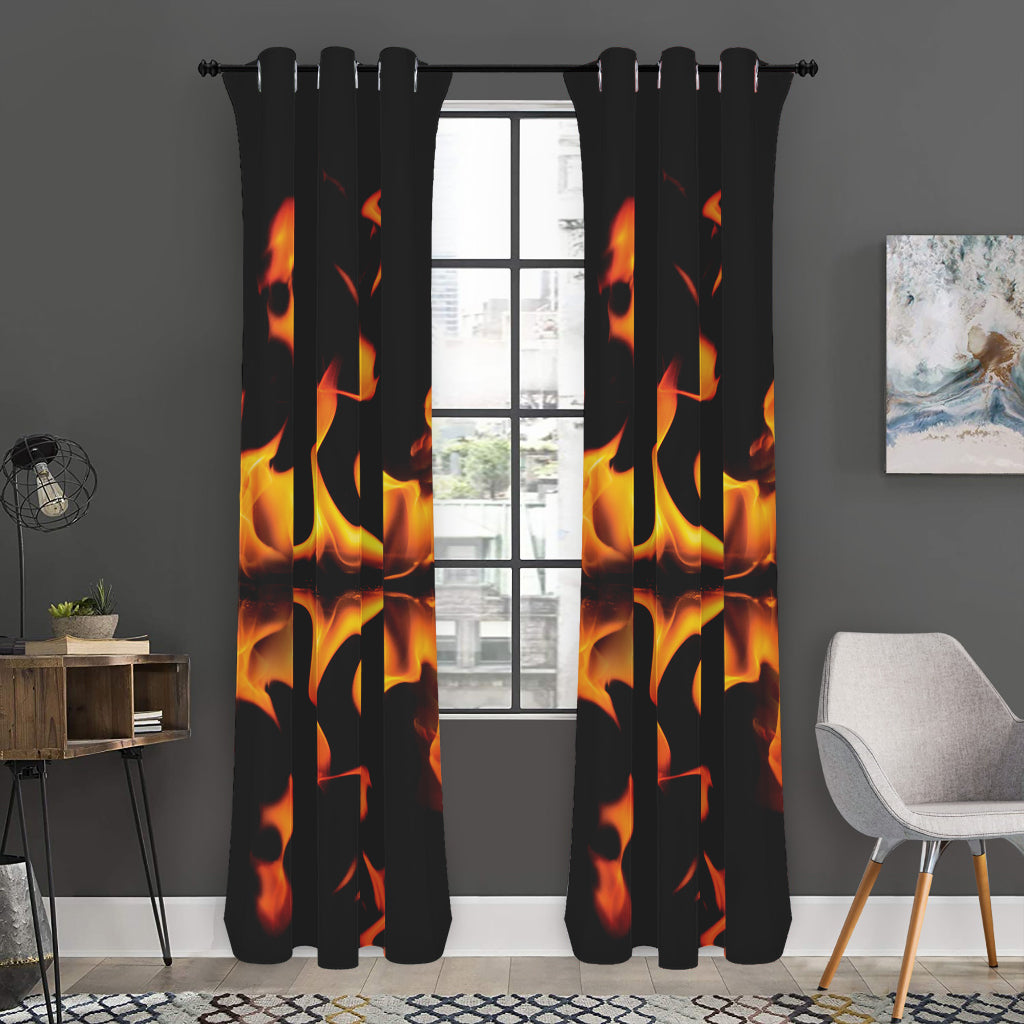 Fire Flame Burning Print Curtain