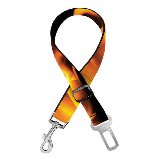 Fire Flame Burning Print Dog Seat Belt