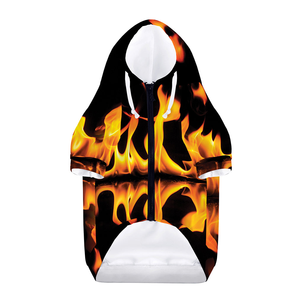 Fire Flame Burning Print Dog Zip Up Hoodie