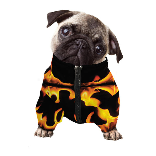 Fire Flame Burning Print Dog Zip Up Jacket