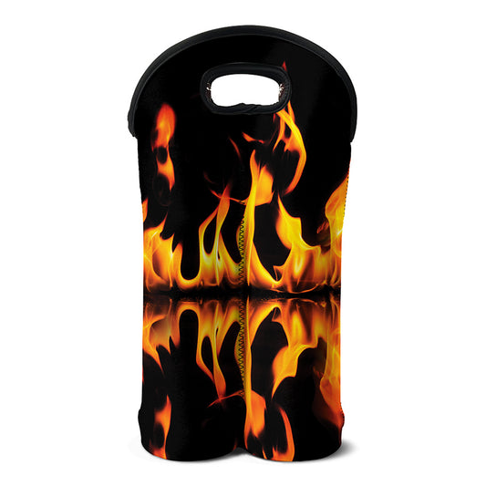 Fire Flame Burning Print Double Neoprene Wine Tote