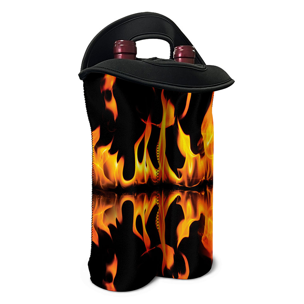 Fire Flame Burning Print Double Neoprene Wine Tote