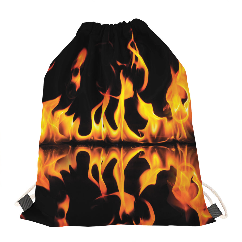 Fire Flame Burning Print Drawstring Bag