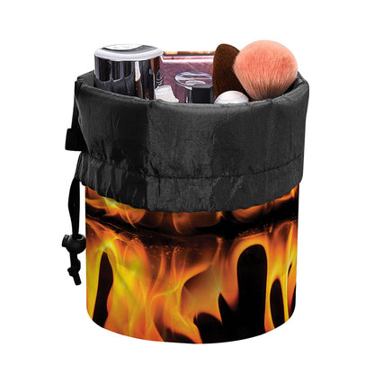 Fire Flame Burning Print Drawstring Makeup Bag