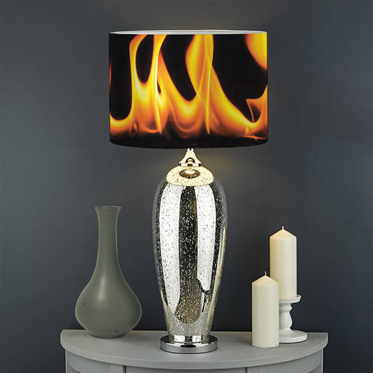 Fire Flame Burning Print Drum Lamp Shade