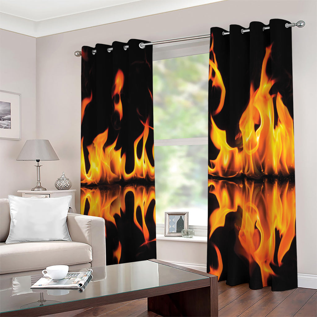 Fire Flame Burning Print Extra Wide Grommet Curtains