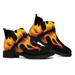 Fire Flame Burning Print Flat Ankle Boots