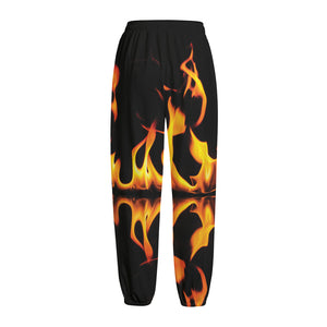 Fire Flame Burning Print Fleece Lined Knit Pants