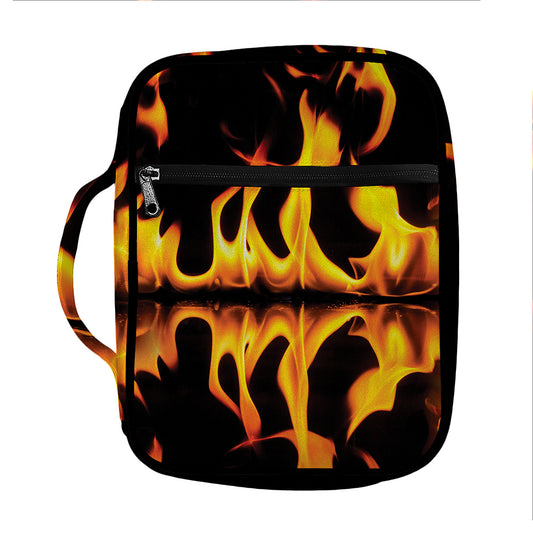 Fire Flame Burning Print Front Pocket Bible Bag