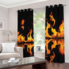 Fire Flame Burning Print Grommet Curtains