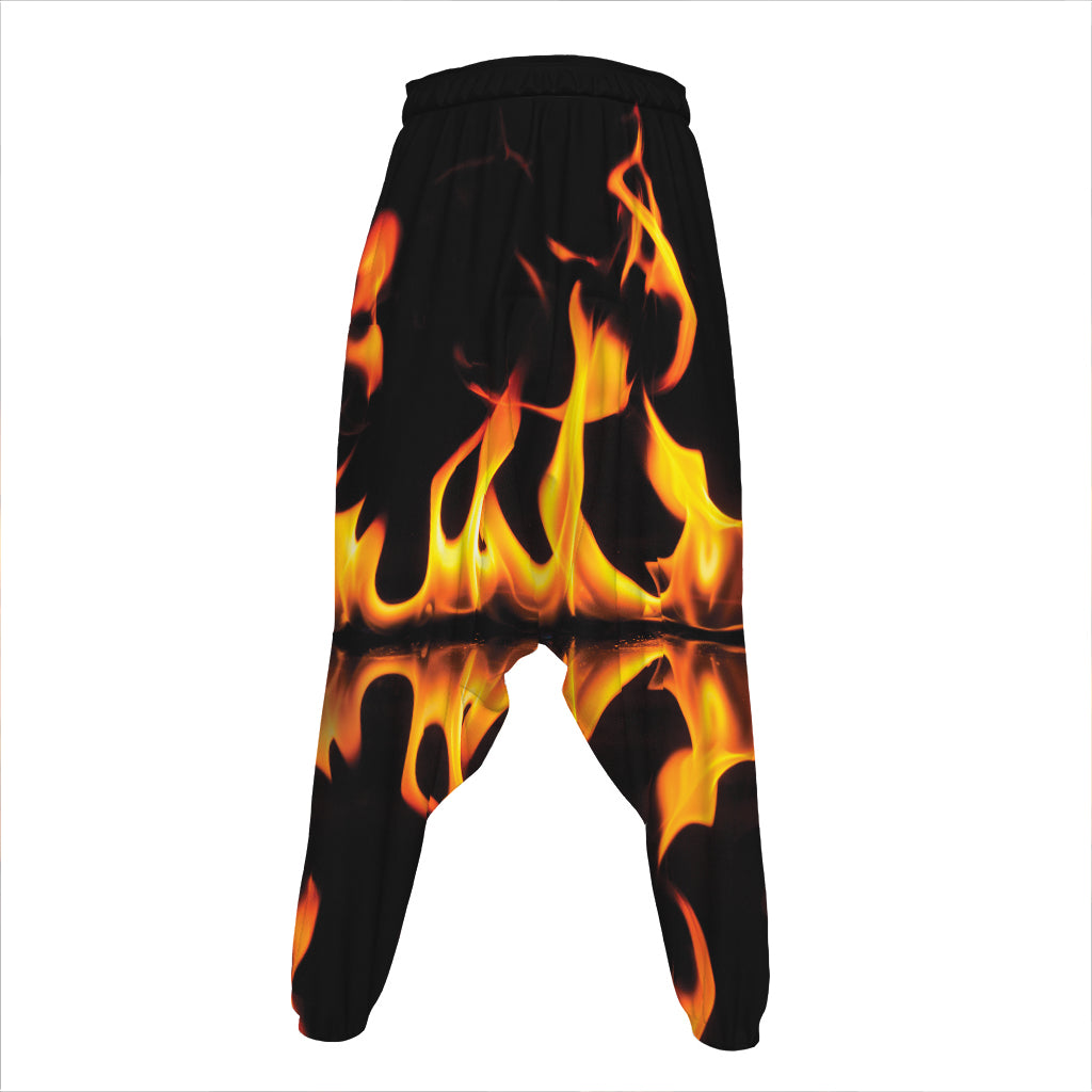 Fire Flame Burning Print Hammer Pants