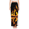 Fire Flame Burning Print High Slit Maxi Skirt