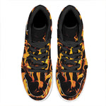 Fire Flame Burning Print High Top Leather Sneakers