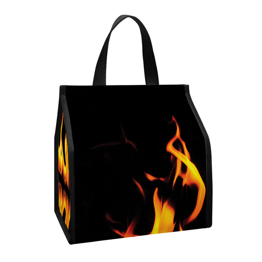 Fire Flame Burning Print Insulated Lunch Tote