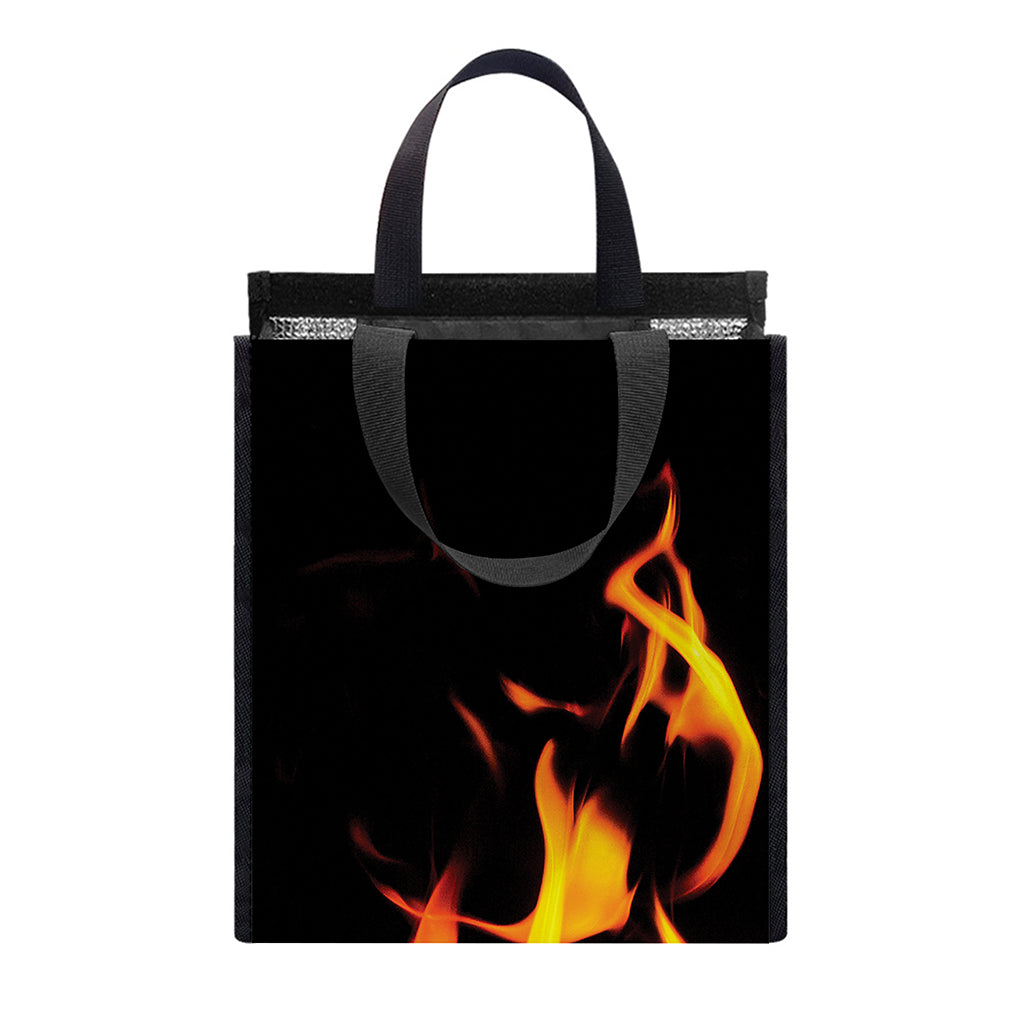 Fire Flame Burning Print Insulated Lunch Tote