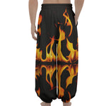 Fire Flame Burning Print Lantern Pants