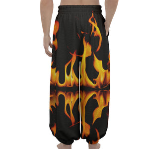 Fire Flame Burning Print Lantern Pants