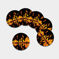 Fire Flame Burning Print Leather Coaster Set