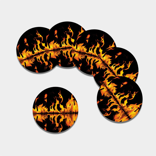 Fire Flame Burning Print Leather Coaster Set