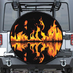 Fire Flame Burning Print Leather Spare Tire Cover