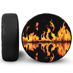 Fire Flame Burning Print Leather Spare Tire Cover