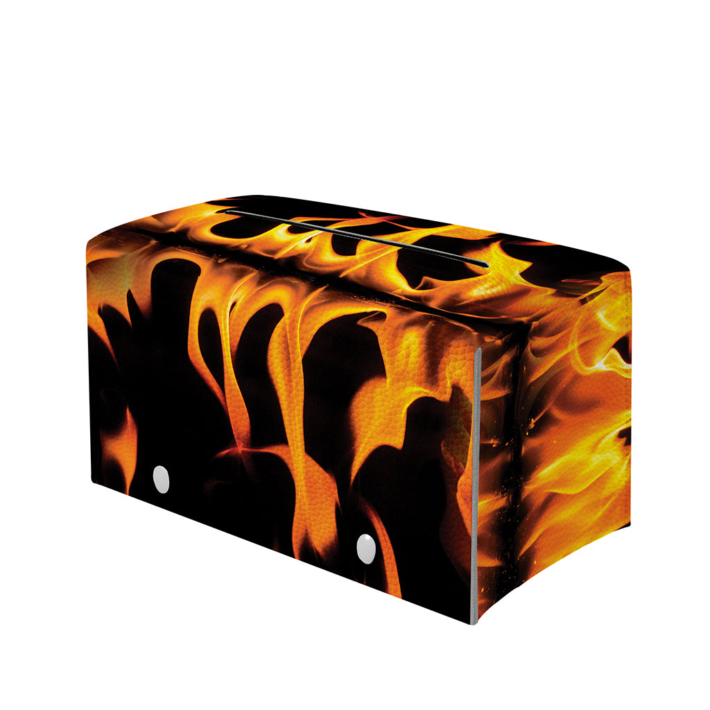 Fire Flame Burning Print Leather Tissue Box Cover