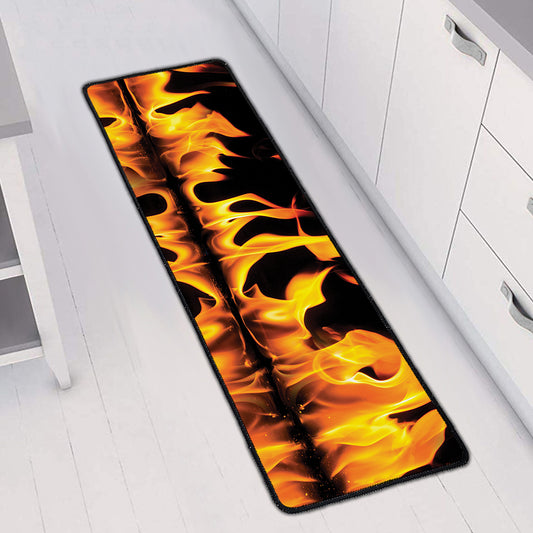 Fire Flame Burning Print Long Kitchen Mat