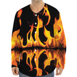 Fire Flame Burning Print Long Sleeve Baseball Jersey