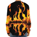 Fire Flame Burning Print Long Sleeve Baseball Jersey