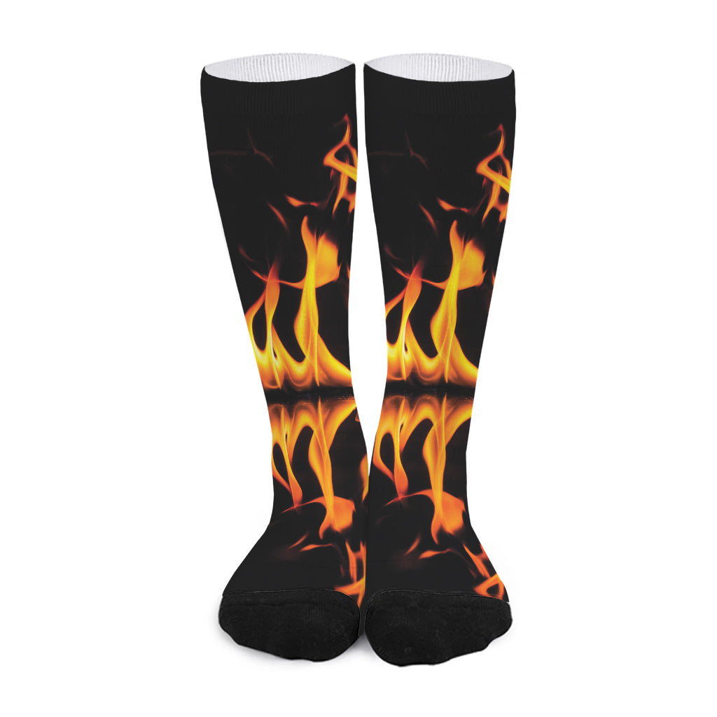 Fire Flame Burning Print Long Socks