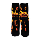 Fire Flame Burning Print Long Socks